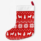 Chihuahua Dog Silhouettes Pattern Festive Holiday Kleine Kerstsok (Achterkant)