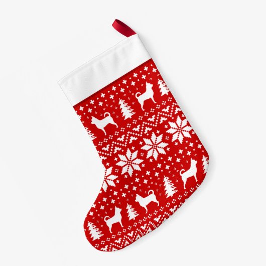 Chihuahua Dog Silhouettes Pattern Festive Holiday Kleine Kerstsok (Achterkant (Hangend))