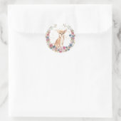 Chihuahua Dog Spring Flowers Wreath Ronde Sticker (Tas)
