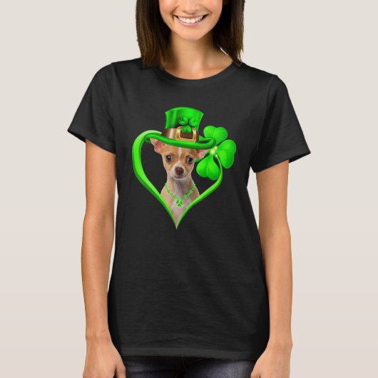 Chihuahua Dog St Patricks Day Lover Irish Shamrock T-shirt (Voorkant)