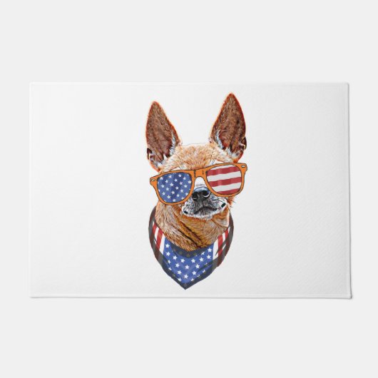 Chihuahua Dog USA American Independence 4 juli Deurmat (Voorkant)