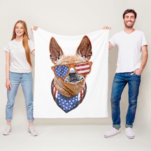 Chihuahua Dog USA American Independence 4 juli Fleece Deken (In situ)