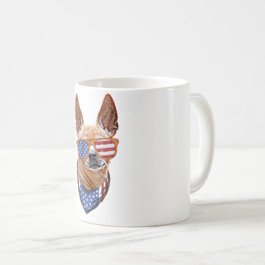 Chihuahua Dog USA American Independence 4 juli Koffiemok (Voorkant rechts)