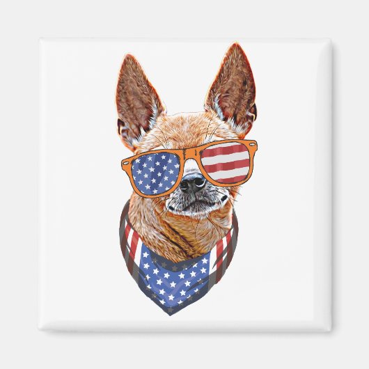 Chihuahua Dog USA American Independence 4 juli Magneet (Voorkant)