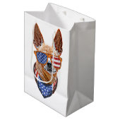 Chihuahua Dog USA American Independence 4 juli Medium Cadeauzakje (Voorkant Gekanteld)