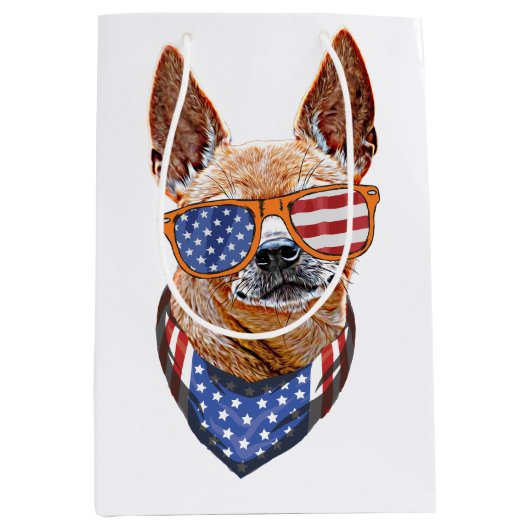 Chihuahua Dog USA American Independence 4 juli Medium Cadeauzakje (Voorkant)