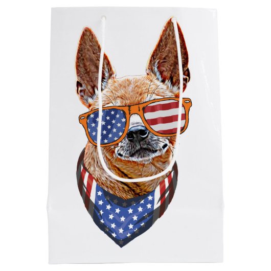 Chihuahua Dog USA American Independence 4 juli Medium Cadeauzakje (Achterkant)