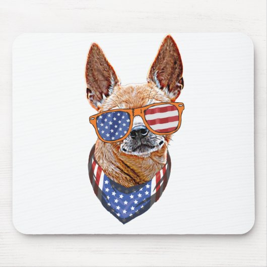 Chihuahua Dog USA American Independence 4 juli Muismat (Voorkant)