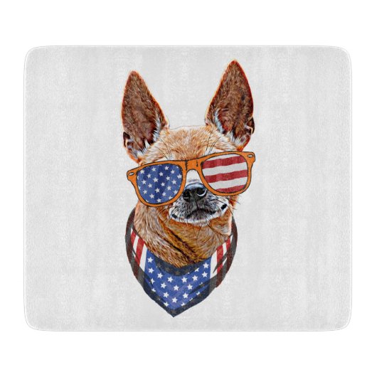 Chihuahua Dog USA American Independence 4 juli Snijplank (Voorkant)