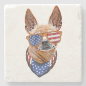 Chihuahua Dog USA American Independence 4 juli Stenen Onderzetter (Voorkant)