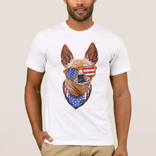 Chihuahua Dog USA American Independence 4 juli T-shirt (Voorkant)
