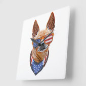Chihuahua Dog USA American Independence 4 juli Vierkante Klok (Hoek)