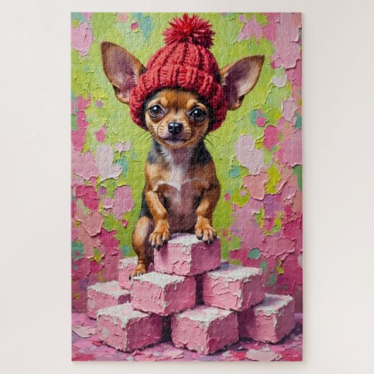 Chihuahua Dog Valentine's Day Heart Beanie Legpuzzel (Verticaal)