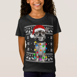 Chihuahua Dog verlicht de lelijke zure puppy Santa T-shirt