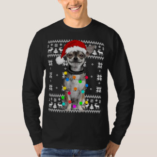 Chihuahua Dog verlicht de lelijke zure puppy Santa T-shirt