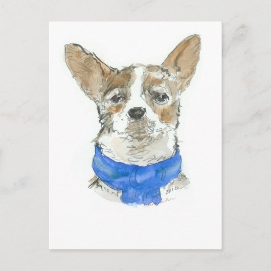 Chihuahua Dog Waterverf Briefkaart (Voorkant)