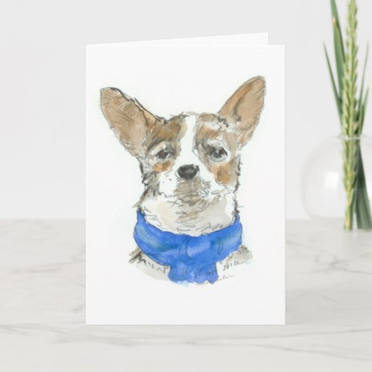 Chihuahua Dog Waterverf GREETINGCARD, leeg Kaart (Voorkant)
