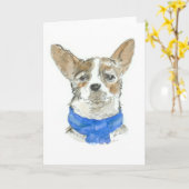 Chihuahua Dog Waterverf GREETINGCARD, leeg Kaart (Gele Bloem)