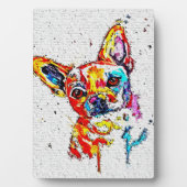 Chihuahua Dog Waterverf Portrait Colorful Fotoplaat (voorkant)