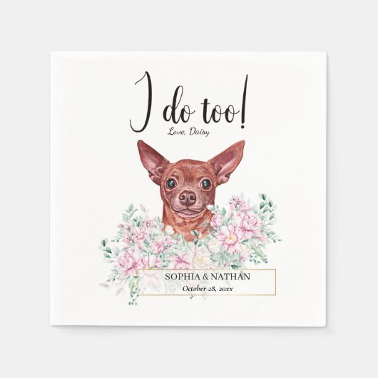 Chihuahua Dog Wedding Cocktail Napkins Servet (Voorkant)