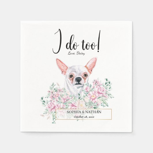 Chihuahua Dog Wedding Cocktail Napkins Servet (Voorkant)