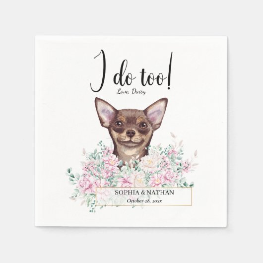 Chihuahua Dog Wedding Cocktail Napkins Servet (Voorkant)