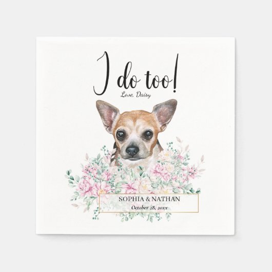 Chihuahua Dog Wedding Cocktail Napkins Servet (Voorkant)