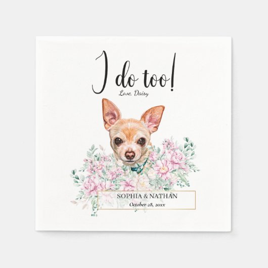 Chihuahua Dog Wedding Cocktail Napkins Servet (Voorkant)