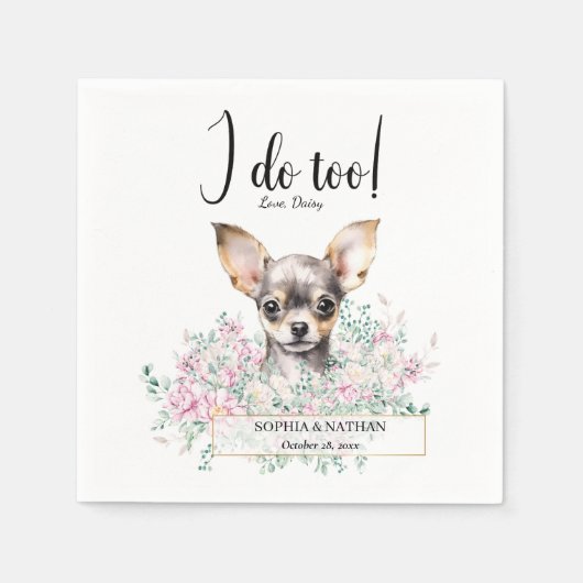 Chihuahua Dog Wedding Cocktail Napkins Servet (Voorkant)