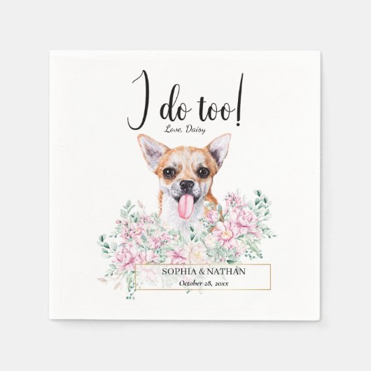 Chihuahua Dog Wedding Cocktail Napkins Servet (Voorkant)