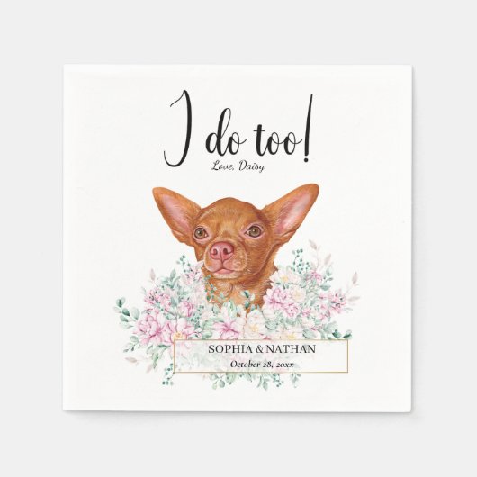 Chihuahua Dog Wedding Cocktail Napkins Servet (Voorkant)