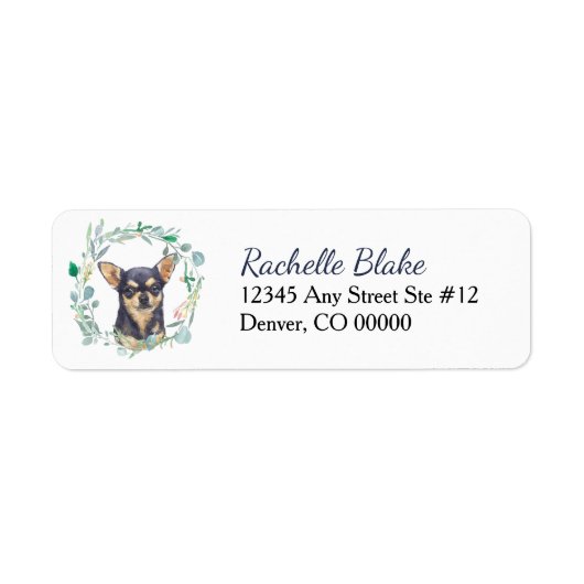 Chihuahua Dog Wreath Return Address Etiket (Voorkant)