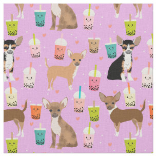 Chihuahua dogs bubble tea paars stof