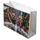Chihuahua Dogs Christmas Snow Holiday Groot Cadeauzakje (Achterkant Gekanteld)