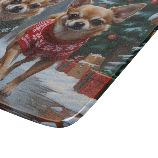 Chihuahua Dogs Christmas Snow Holiday Snijplank (Hoek)