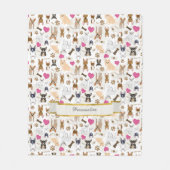 Chihuahua Dogs Paw drukt harten bot tekst patroon Fleece Deken (Voorkant)