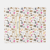 Chihuahua Dogs Paw drukt harten bot tekst patroon Fleece Deken (Voorkant (Horizontaal))