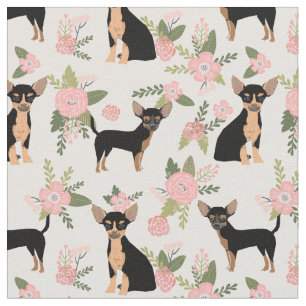 Chihuahua dogs perzikfloral stof