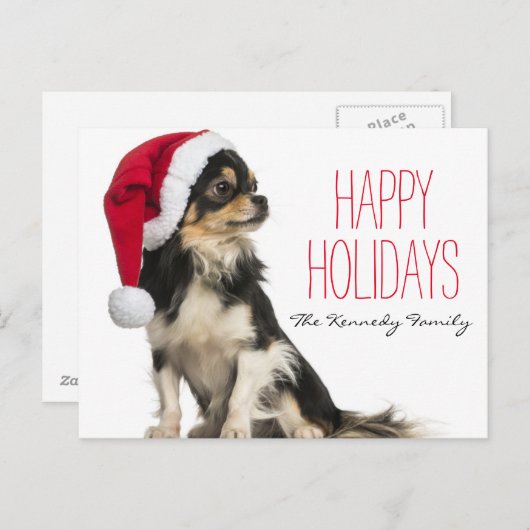 Chihuahua draagt een kerst pet feestdagenkaart (Voorkant / Achterkant)