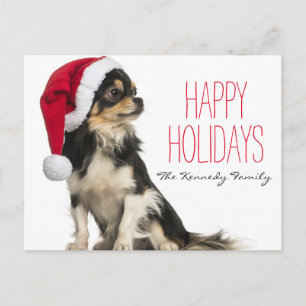 Chihuahua draagt een kerst pet feestdagenkaart