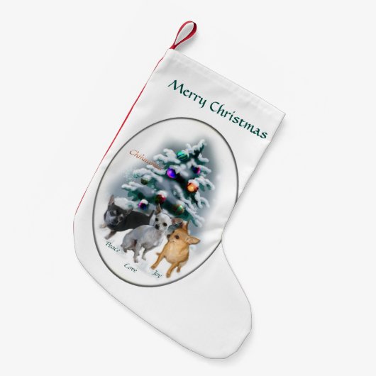 Chihuahua-drieklank Kerstmis Kleine Kerstsok (Voorkant (Hangend))