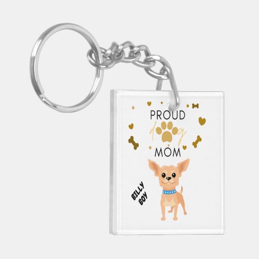 "CHIHUAHUA" dubbelzijdige, acryl sleutelhanger. Sleutelhanger (Voorkant Links)