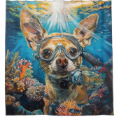 Chihuahua Duiken Onderwater Douchegordijn (Voorkant)
