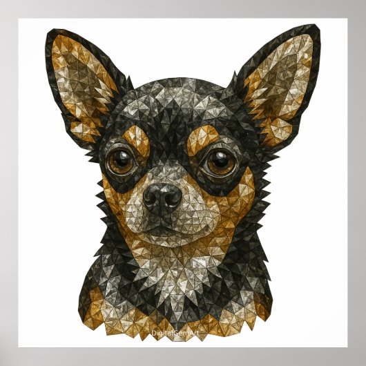 Chihuahua Edelsteen Mozaïek Kunst Poster (Voorkant)