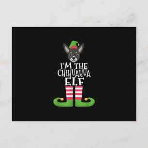 chihuahua elf hondenliefhebbers familie bij kerstm aankondigingskaart