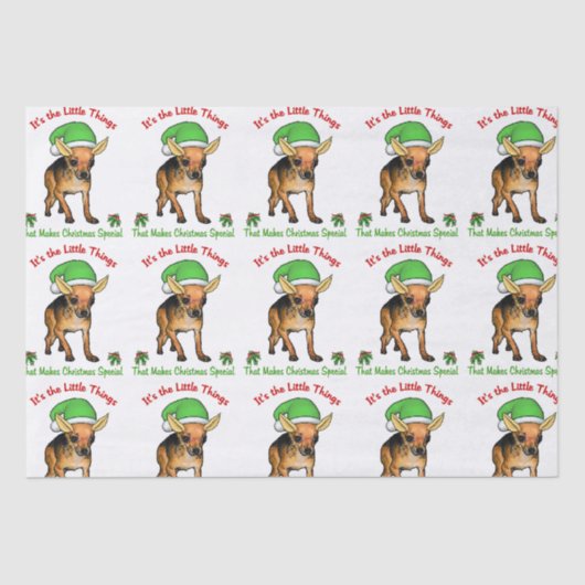 Chihuahua Elf Kerstmis Tissuepapier (Voorkant)