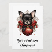 Chihuahua en Bauble Kerst Kaart (Voorkant / Achterkant)