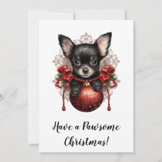 Chihuahua en Bauble Kerst Kaart