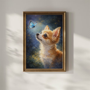 Chihuahua en Blauwe Vlinder Poster