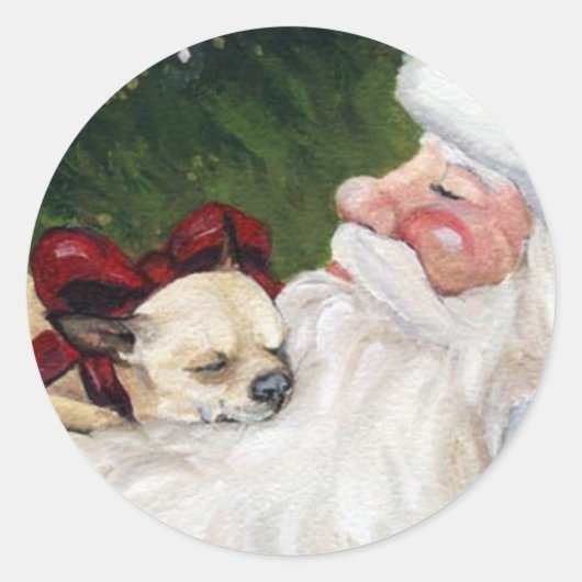Chihuahua en Santa Claus Art Sticker (Voorkant)